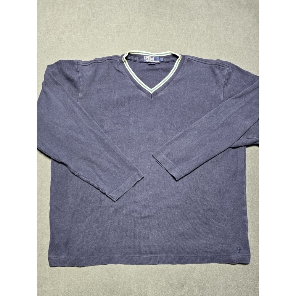 Vintage Polo Ralph‎ Lauren V Neck Sweater 90s Tennis Cable Knit sweatshirt L